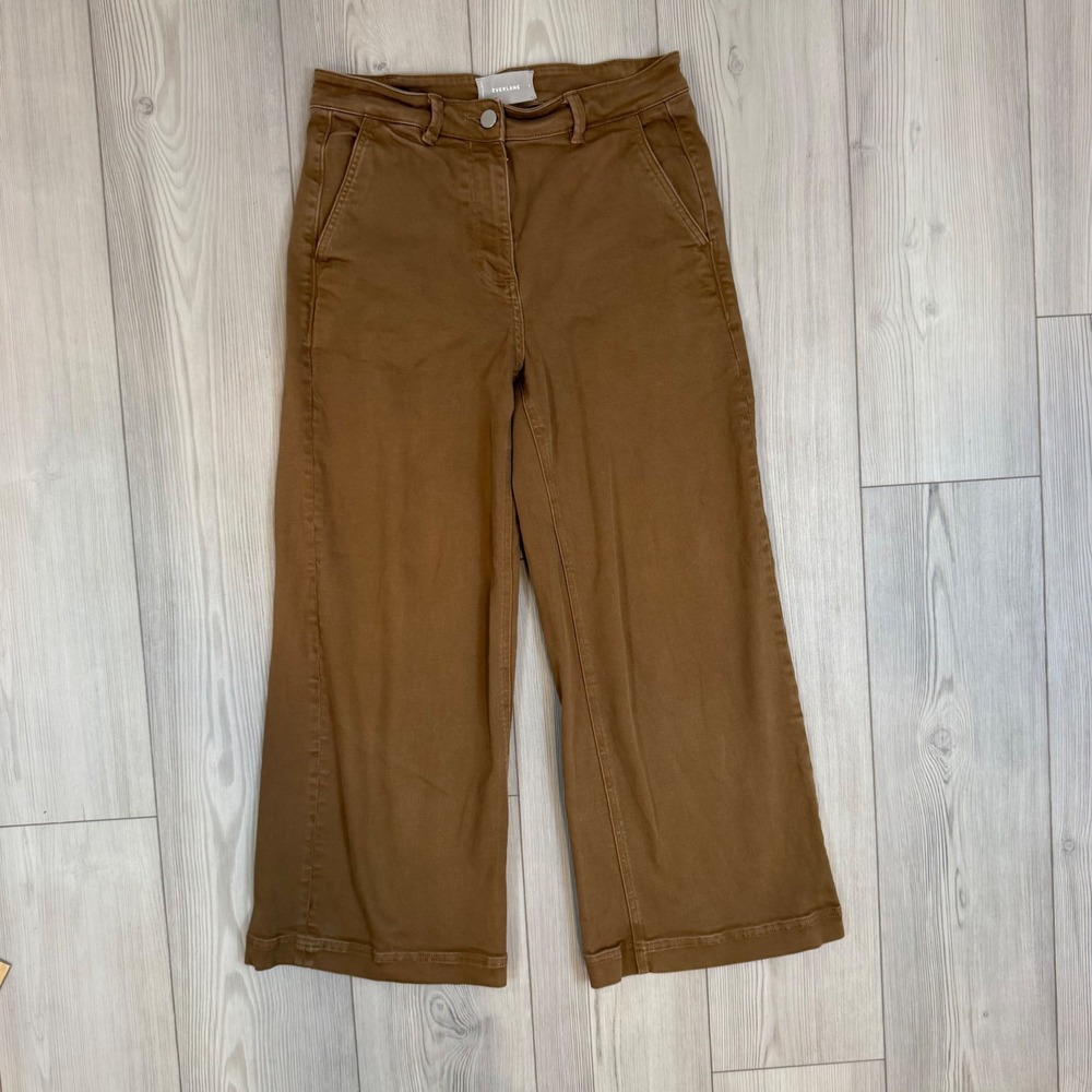 Everlane Wide Leg Crop Pants Brown Tobacco High Rise Utility Trouser Size 4
